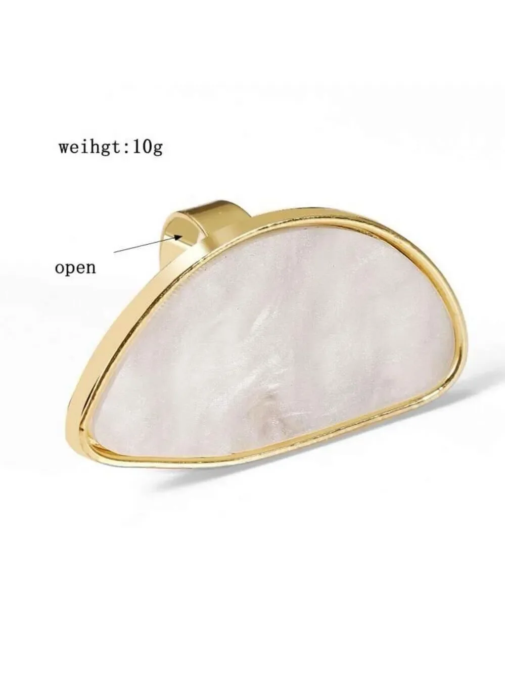 Plated Natural Stone Adjustable, Irregular Agate Resin Ring, Bohemian Style